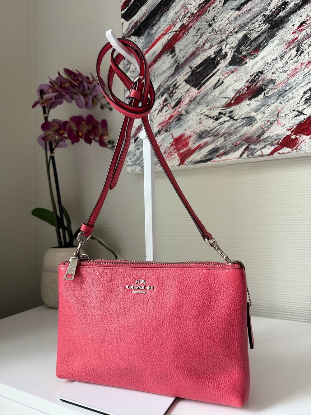 Coach Lyla Double Zip Crossbody in Pebble Leather